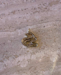 14K Yellow Gold Old English Gothic Style Initial Large “S” Snake style Pendant With 0.20 Cts Diamonds On Sale!