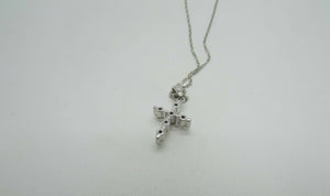 14K Elegant White Gold Diamond Cross Pendant With Round Diamonds 0.29 Cts