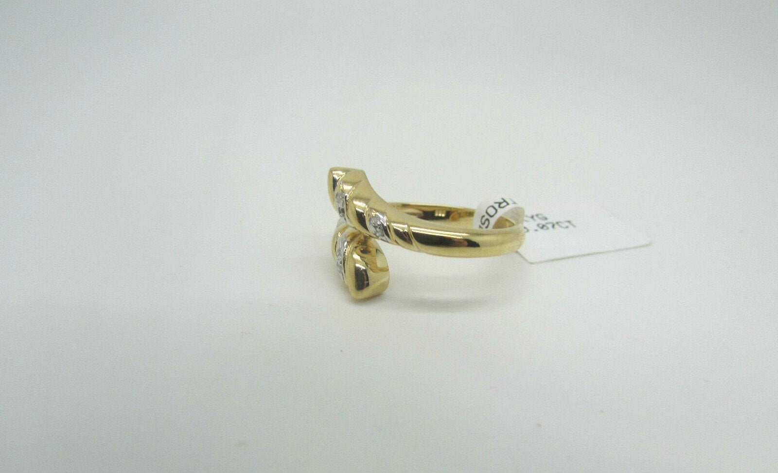 14K Pretty Yellow Gold Swirl Ladies Ring With Round Diamonds .07 Cts Size 6