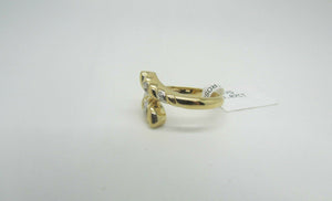 14K Pretty Yellow Gold Swirl Ladies Ring With Round Diamonds .07 Cts Size 6