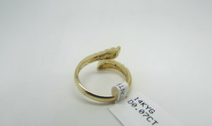 14K Pretty Yellow Gold Swirl Ladies Ring With Round Diamonds .07 Cts Size 6