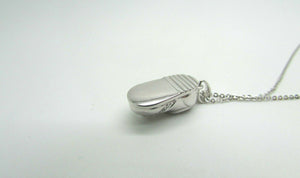 14K Pretty White Gold Shoe Pendant With Laces And Round Diamonds .02 Cts