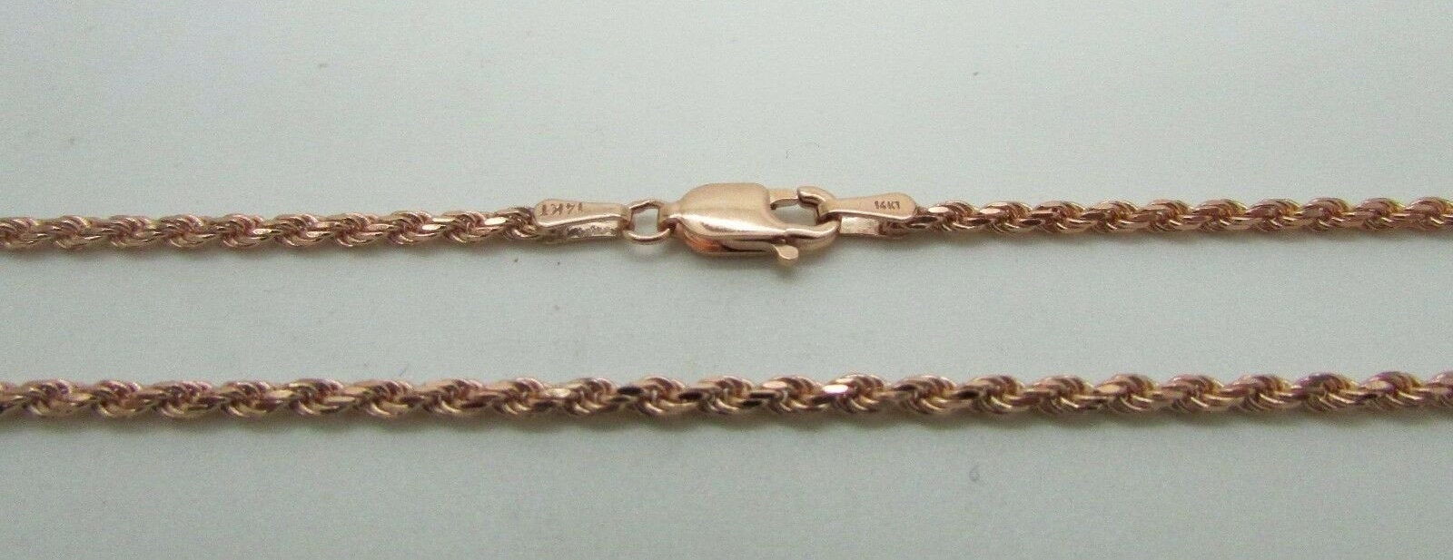 14K Rose Gold Diamond Cut 20 Inches Rope Chain 4 Grams 1.5 Mm Made In Italy.
