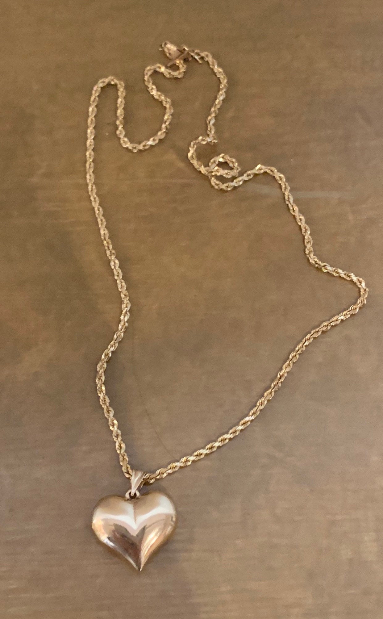 14K Pretty Yellow Gold 3-D Large Puffed Heart Pendant 2 Grams