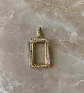 14K Pretty Yellow Gold Frame for 10 Gram Gold Bar with Round Diamonds 1.47 Cts