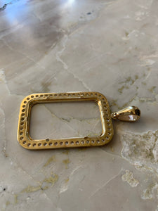 14K Pretty Yellow Gold Frame for 1 oz Gold Bar with Round Diamonds 2.58 Cts