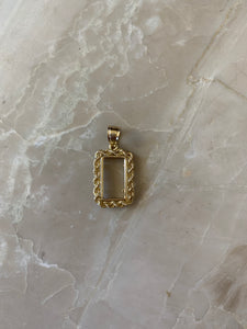 14K Pretty Yellow Gold Rope Chain Frame for 1 Gram Pamp/Credit Suisse Gold Bar