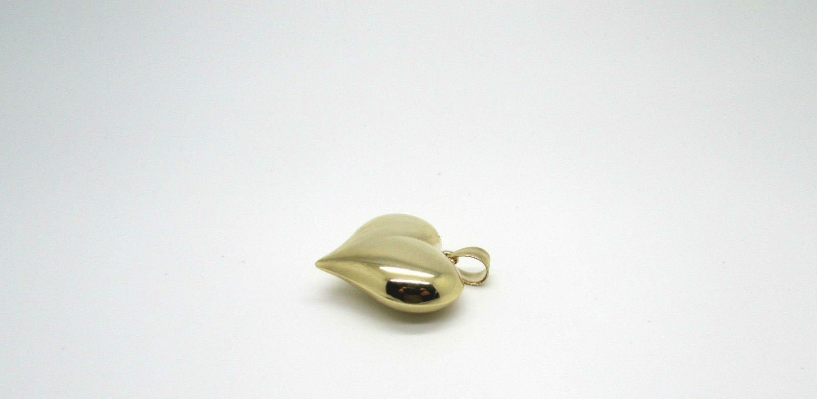 14K Pretty Yellow Gold 3-D Large Puffed Heart Pendant 2 Grams