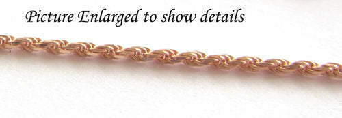 14K Pretty Rose Gold Diamond Cut 18 Inches Rope Chain 8.6 Grams 2.5 Mm Wide