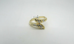14K Pretty Yellow Gold Swirl Ladies Ring With Round Diamonds .07 Cts Size 6
