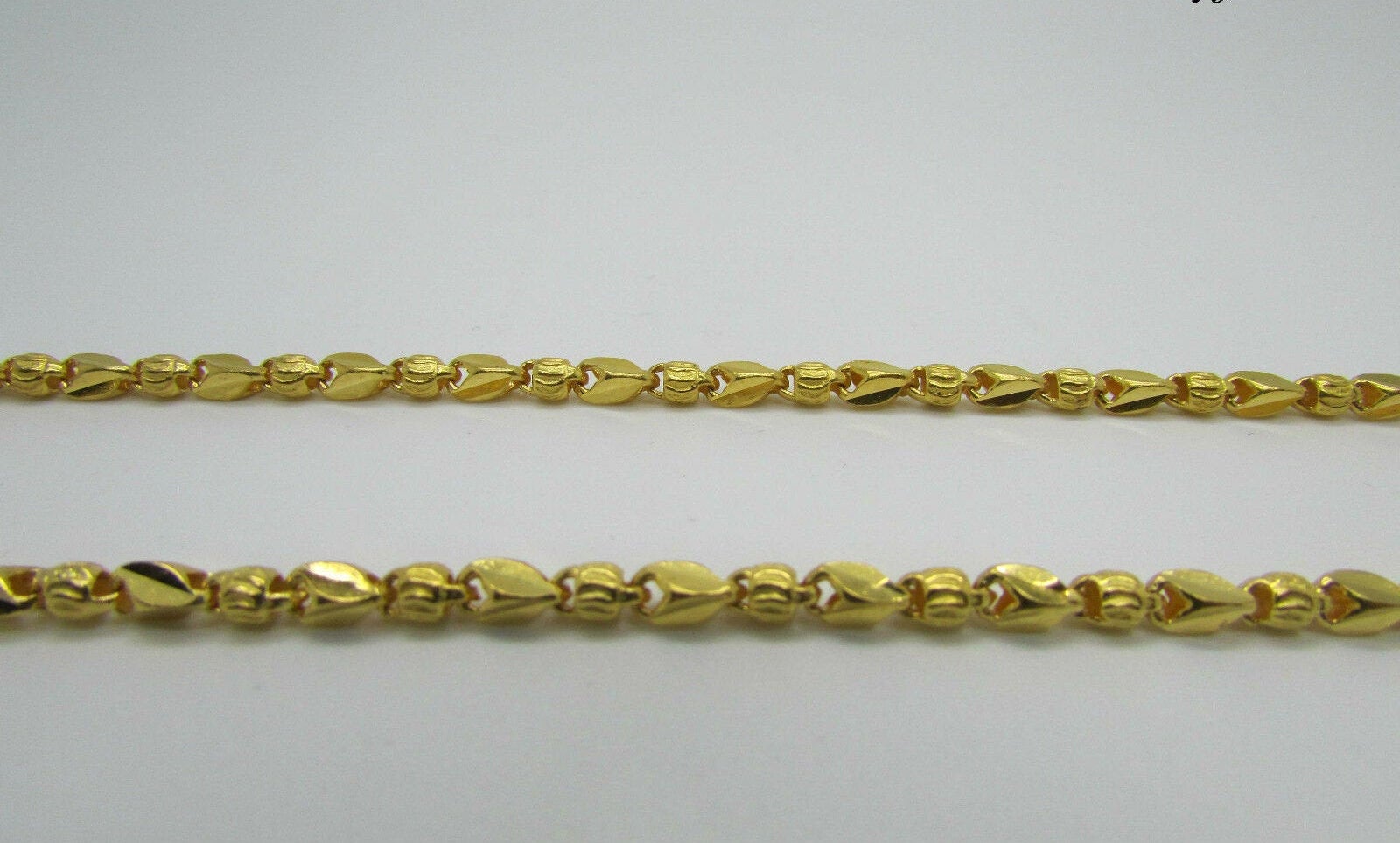 22K Pretty Yellow Gold Nugget Chain With Horseshoe Clasp 20 Inches 24.8 Grams