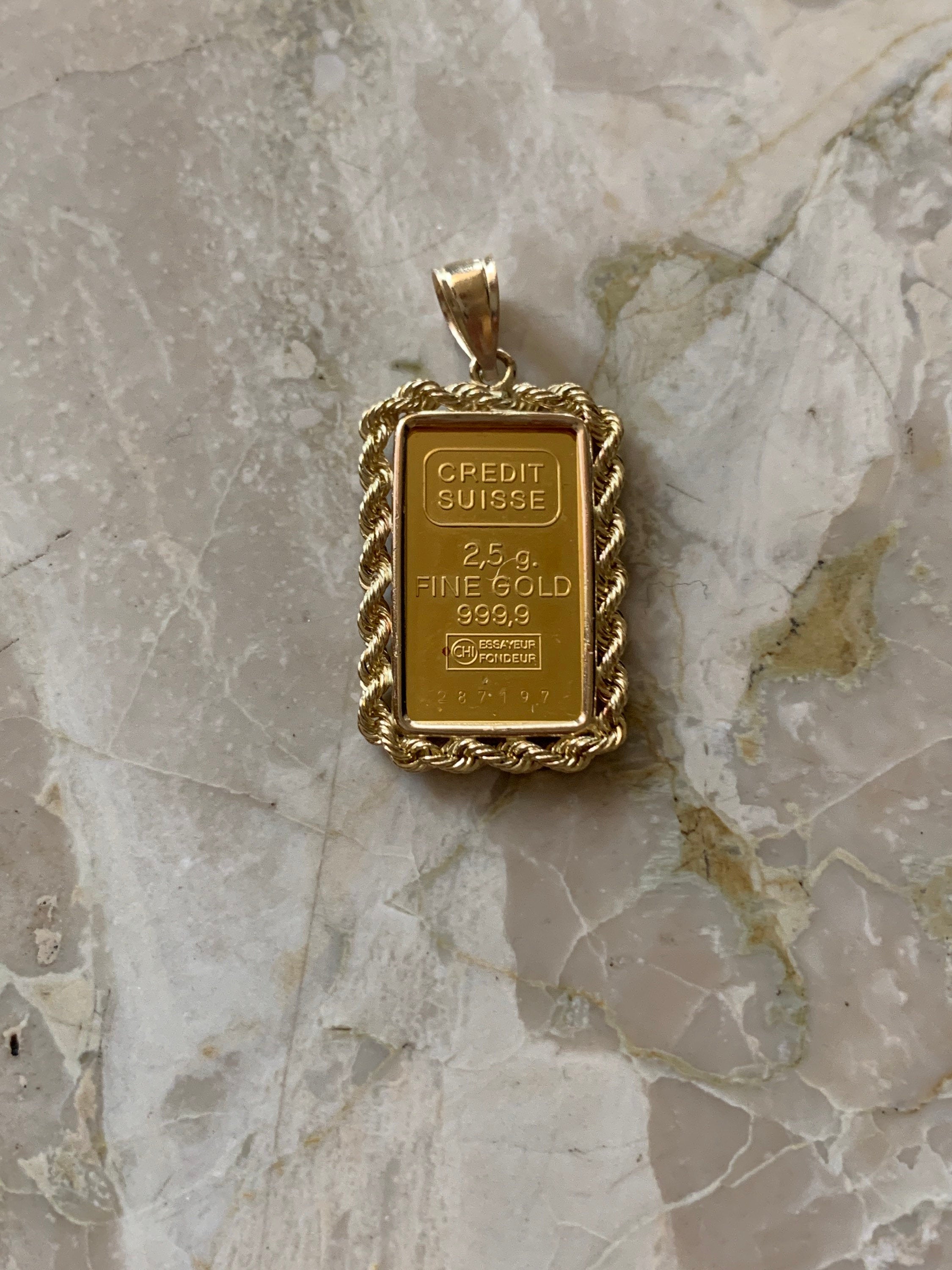 Credit suisse gold hot sale bar pendant