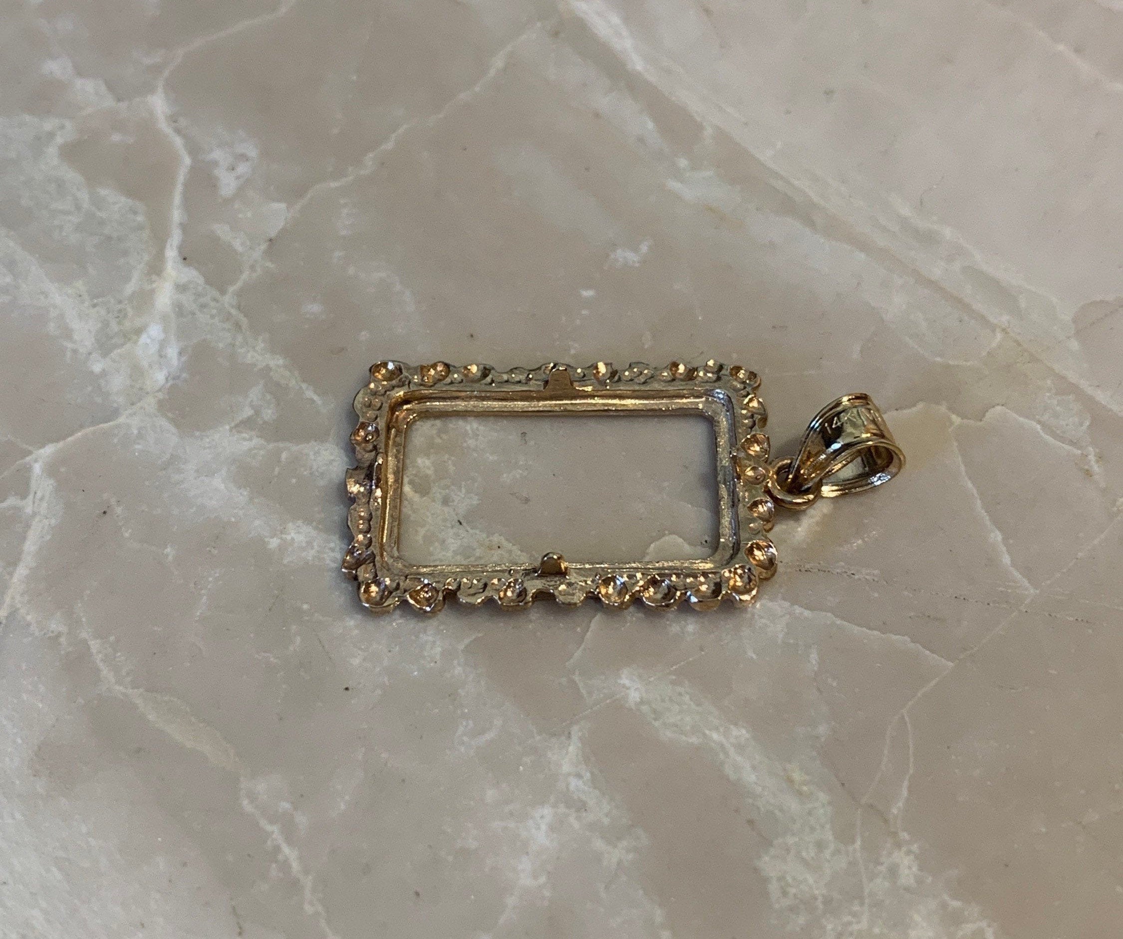 14K Pretty Yellow Gold Nugget Style Frame for 5 Gram pamp/credit suisse Gold Bar