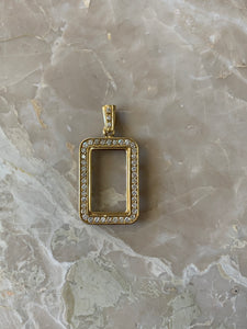 14K Pretty Yellow Gold Frame for 10 Gram Gold Bar with Round Diamonds 1.47 Cts