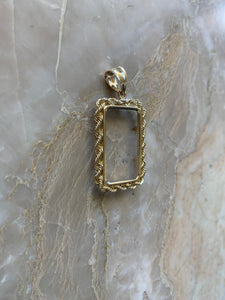 14K Pretty Yellow Gold Rope Chain Frame for 10 Gram pamp/credit suisse Gold Bar
