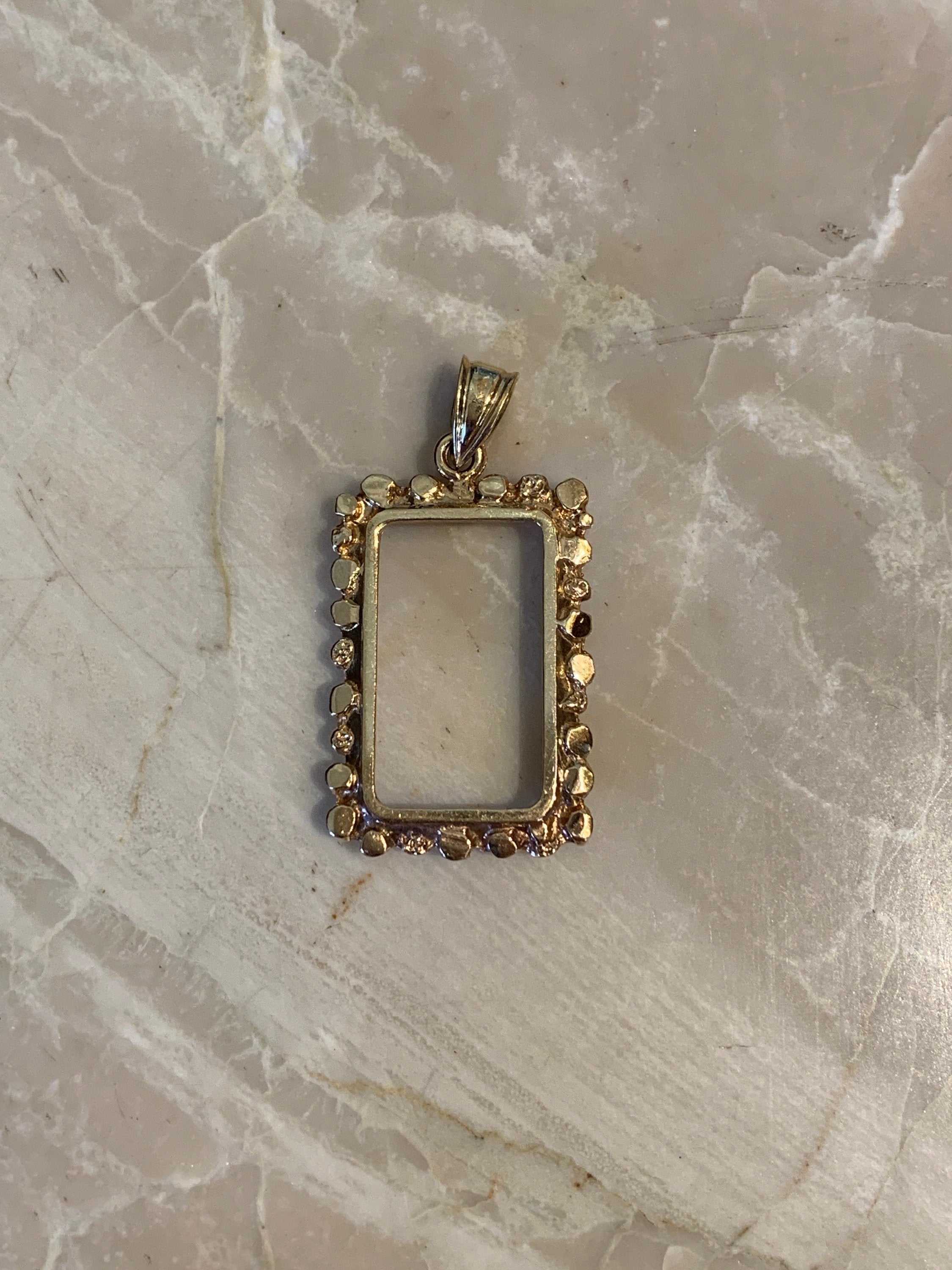 14K Pretty Yellow Gold Nugget Style Frame for 5 Gram pamp/credit suisse Gold Bar