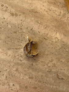 14K Yellow Gold Old English Gothic Large Initial C Pendant With 0.19 Cts Diamonds On Sale!